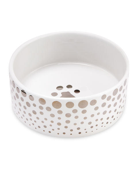 15cm Silver Ceramic Pet Bowl