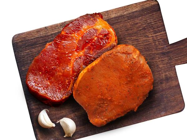 Frische Karree- oder Schopfsteaks mariniert