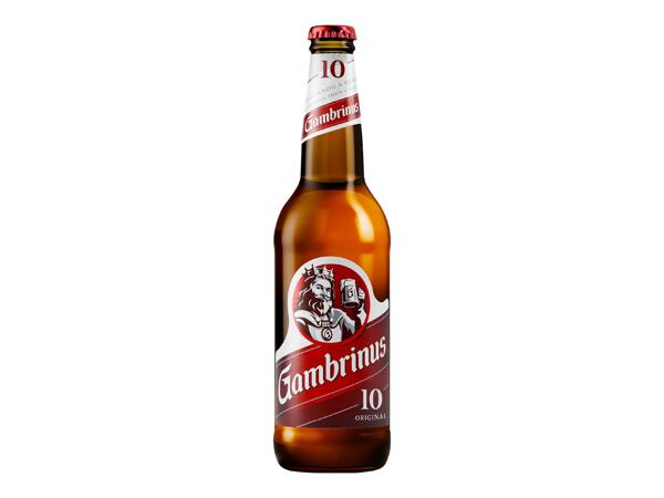 GAMBRINUS 10 0,5 l, světlý ležák, záloha na lahev 3 kč, 1 l = 25,80 Kč