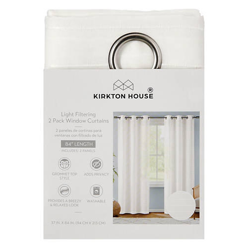 37" X 84" Sheer Curtain Pair - White Stripe, 2 pack