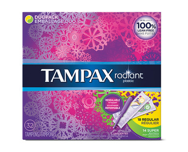Tampax Radiant Tampons or Always Infinity Pads with Wings