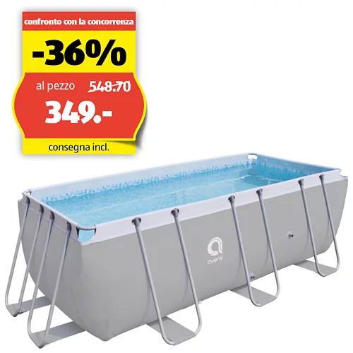 AVENLI Piscina con tubi in acciaio rettangolare 400 x 200 x 122 cm con pompa filtro da 530 galloni