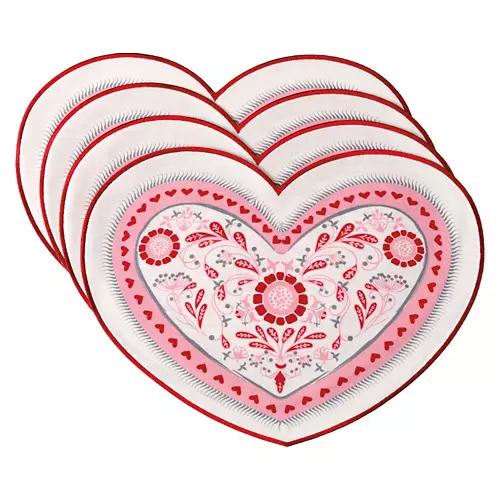 4 Pack Placemat Set - Folk Hearts