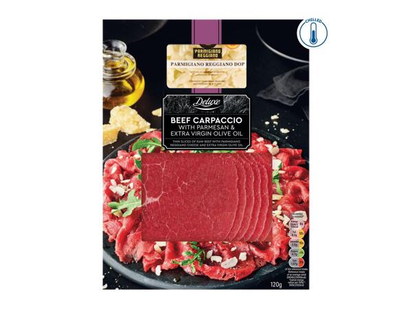 Deluxe Beef Carpaccio With Parmigiano Reggiano & Extra Virgin Olive Oil