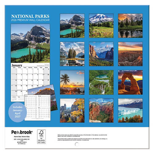 Year 2026 Premium Wall Calendar - National Parks