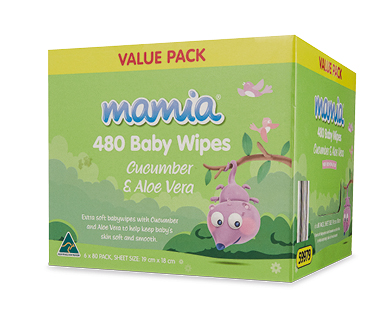 Mamia Baby Wipes 480pk – Cucumber & Aloe Vera