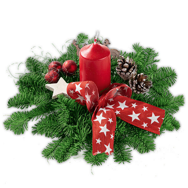Adventsgesteck mit einer Kerze