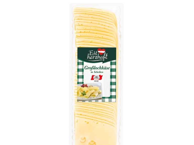 ECHT HERZHAFT Großlochkäse in Scheiben
