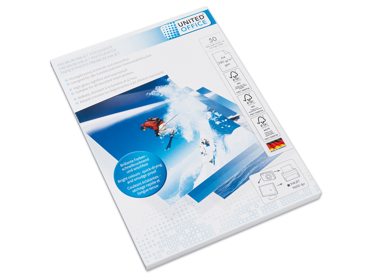 UNITED OFFICE(R) Premium Ink Jet Fotopapier A4, 50 Blatt