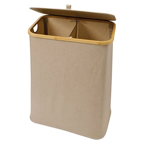 Bamboo Collapsible Hamper, Beige