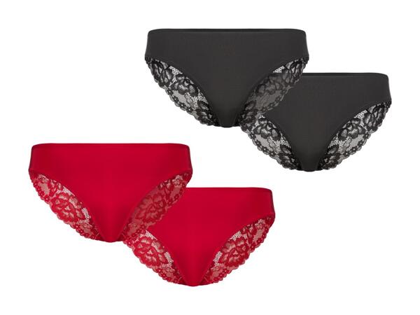 Culottes taille basse en dentelle, set de 2