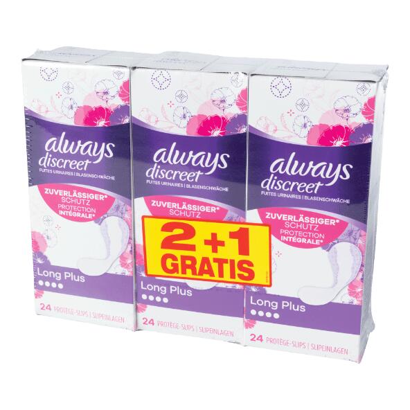 ALWAYS DISCREET(R) 				Protège-slips pour fuites urinaires, pack de 3