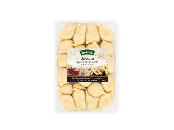 Gnocchi filled with radicchio and scamorza cheese
