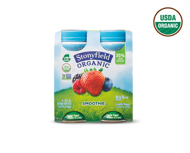 Stonyfield Organic Strawberry or Wildberry Yogurt Smoothies