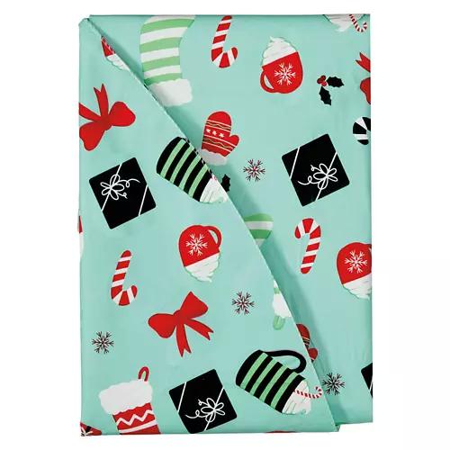 70" Round Holiday Vinyl Tablecloth - Christmas Toss