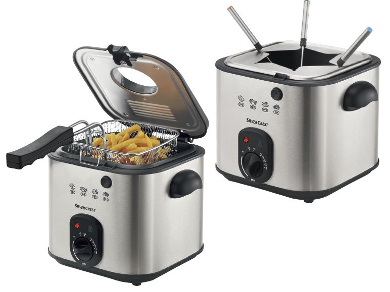 SILVERCREST KITCHEN TOOLS Mini Deep Fat Fryer with Fondue