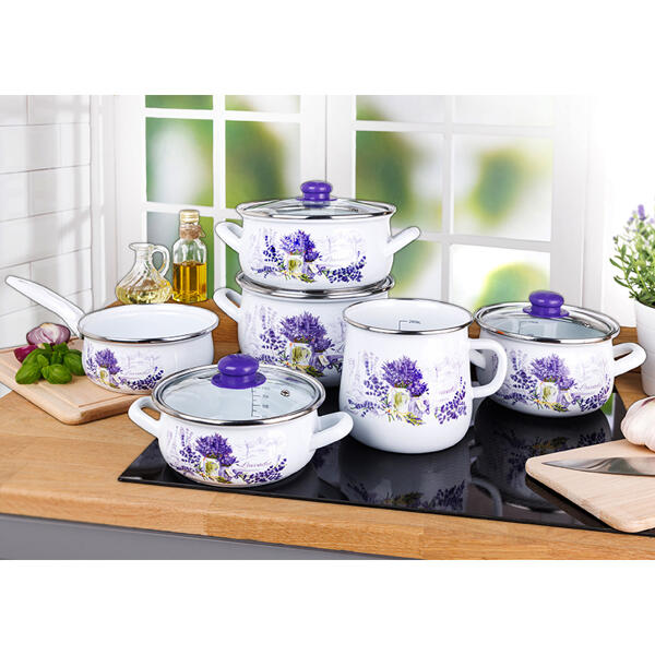 Retro-Emaille-Kochtopf "Lavendel"