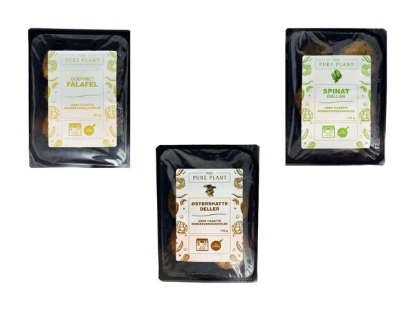 PURE PLANT Gourmetfalafel, spinat- eller østershattedeller