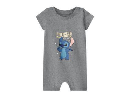 DISNEY Grey Baby Short-Sleeve Sleepsuit with Stitch Design