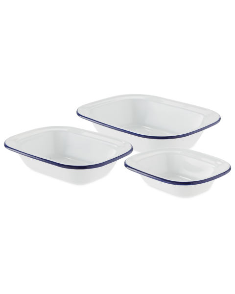 3 Pack Small Blue Trim Dishes