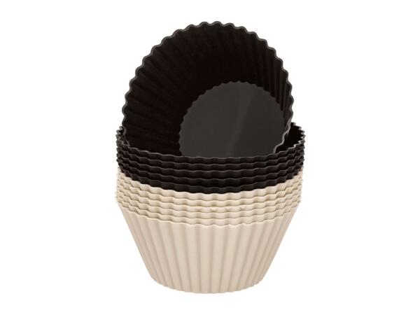 Silvercrest Beige & Black Silicone Cupcake Cases - 12 Pack
