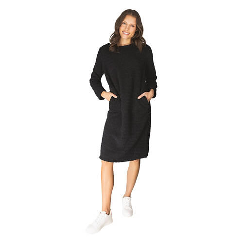 Ladies Cozy Lounge Dress - Black, L/XL