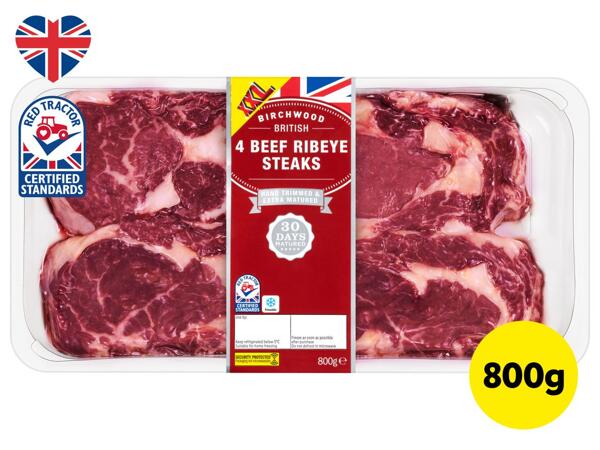 Birchwood 4 British Beef Ribeye Steaks