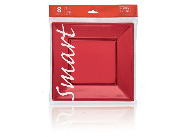 Square Red Plastic Plates