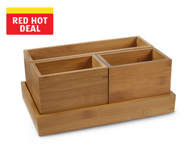Easy Home Wooden Vanity Organizer Set