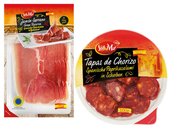 Jamón Serrano Gran Reserva oder Tapas de Chorizo