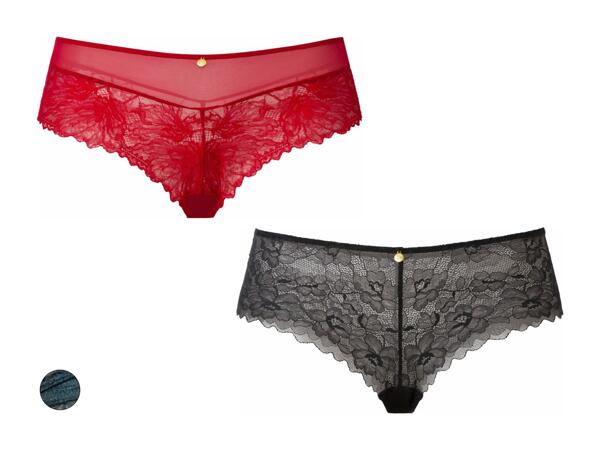 Culottes taille basse en dentelle, set de 2