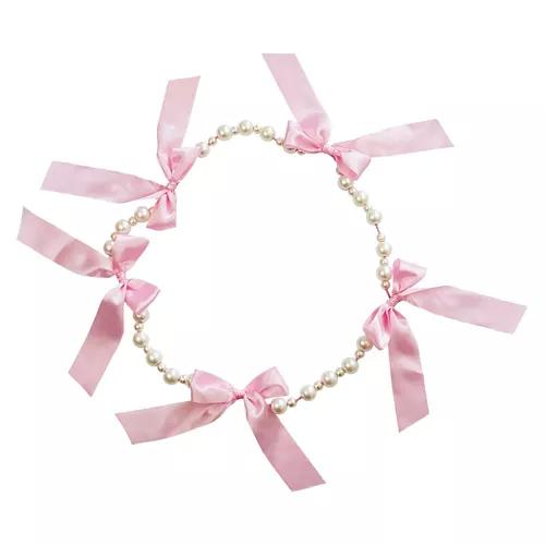 Valentine's Day Garland - Pink Bows & Pearls
