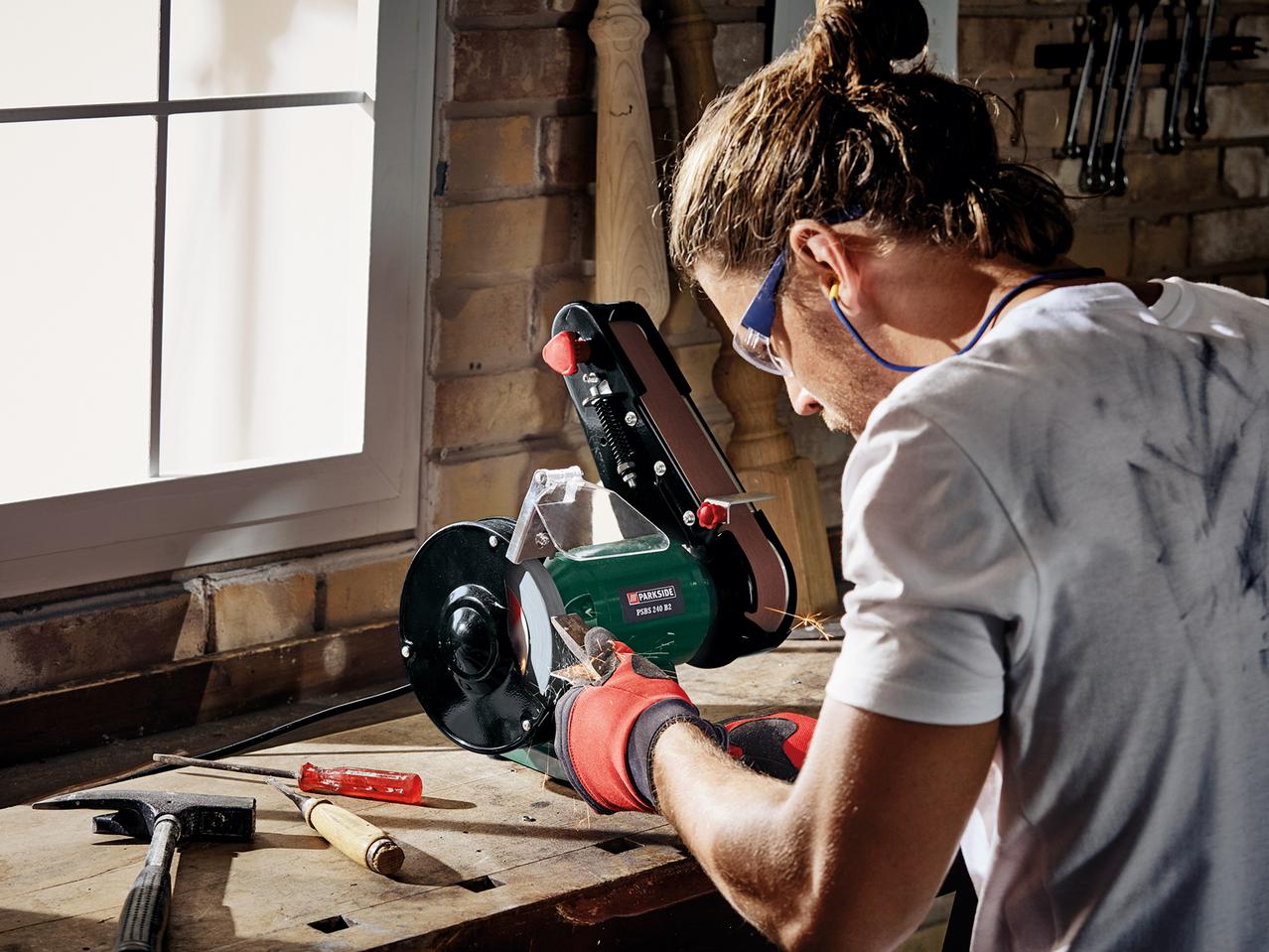Parkside Bench Grinder with Belt Sander1