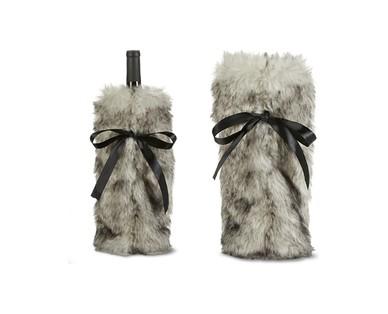 Merry Moments Faux Fur Wine Bag