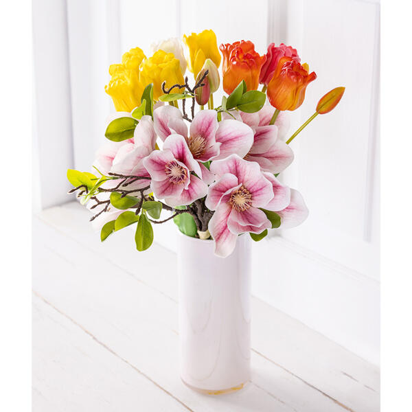 Deko-Papageien Tulpen oder Magnolien 5er-Bund "Real Touch"