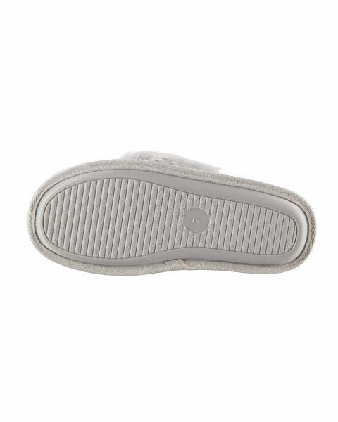 Avenue Grey Plush Toe Post Slippers