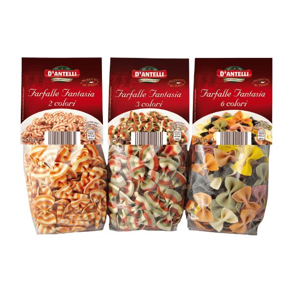 Farverige pastasløjfer