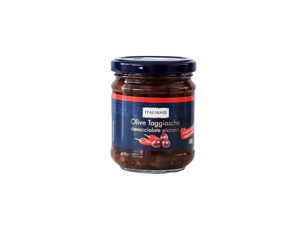 Spicy pitted taggiasca olives