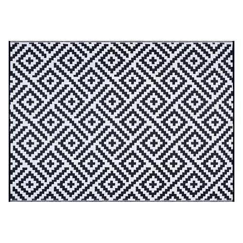 5' x 7' Reversible Indoor/Outdoor Rug - Navy/White Diamond