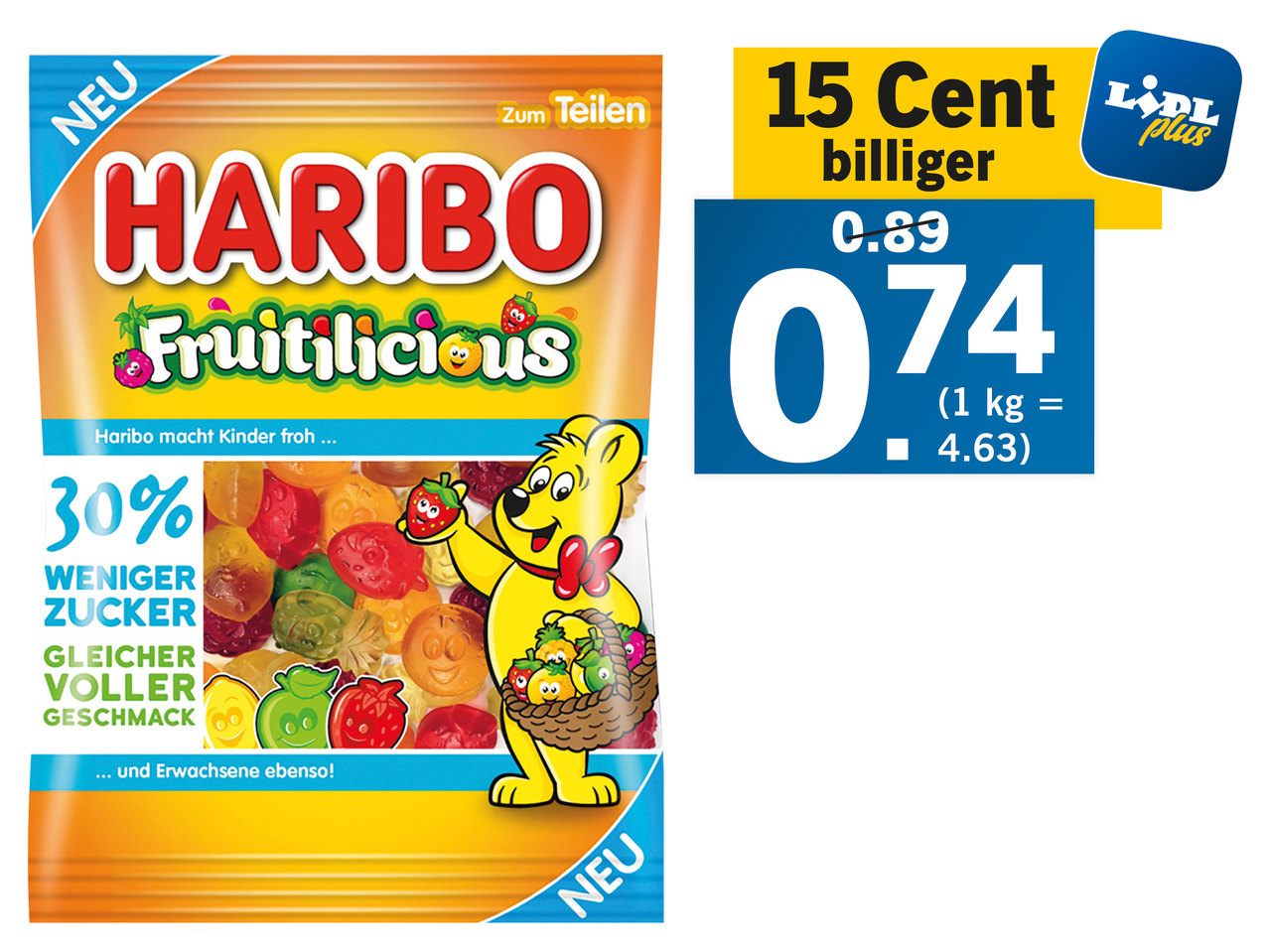 HARIBO Fruchtgummi 30% weniger Zucker