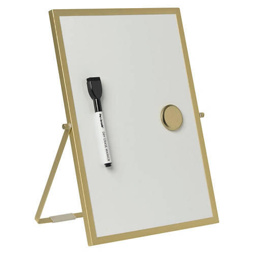Rectangle Shaped Desktop Dry Erase Board, Gold