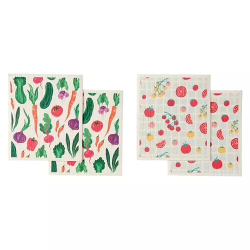4 Pack Swedish Dish Cloths - Veggies
