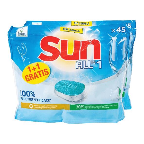 SUN(R) 				Tablettes pour lave-vaisselle tout-en-un, pack de 2