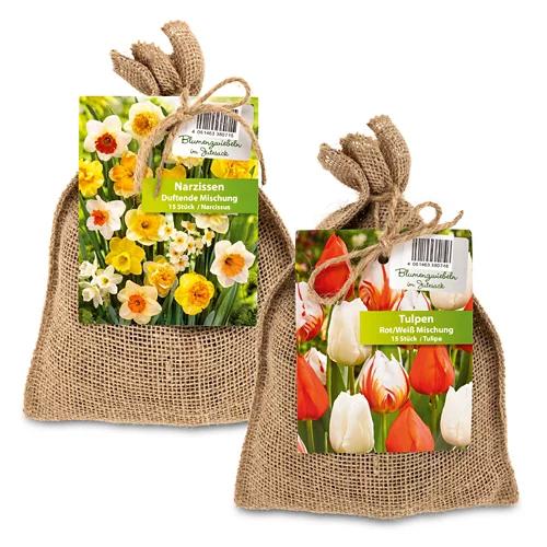 Blumenzwiebeln im Jutesack