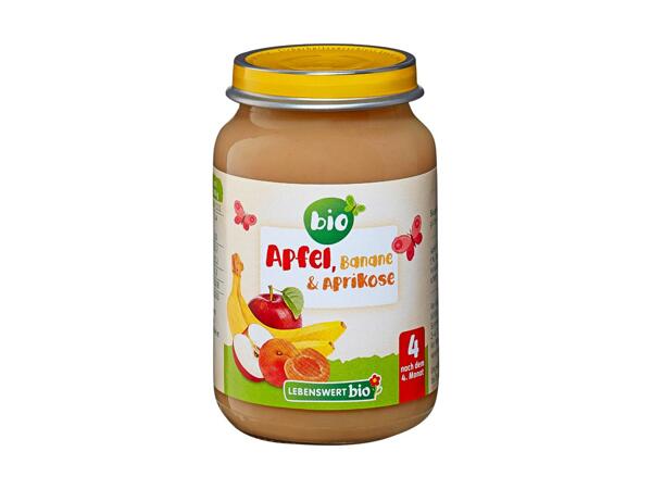 Lebenswert Bio pomme, banane et abricot