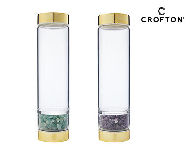 Glass Drink Bottle with Crystals