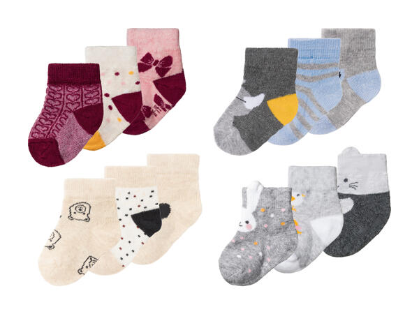 Socquettes pour bébé, 3 paires