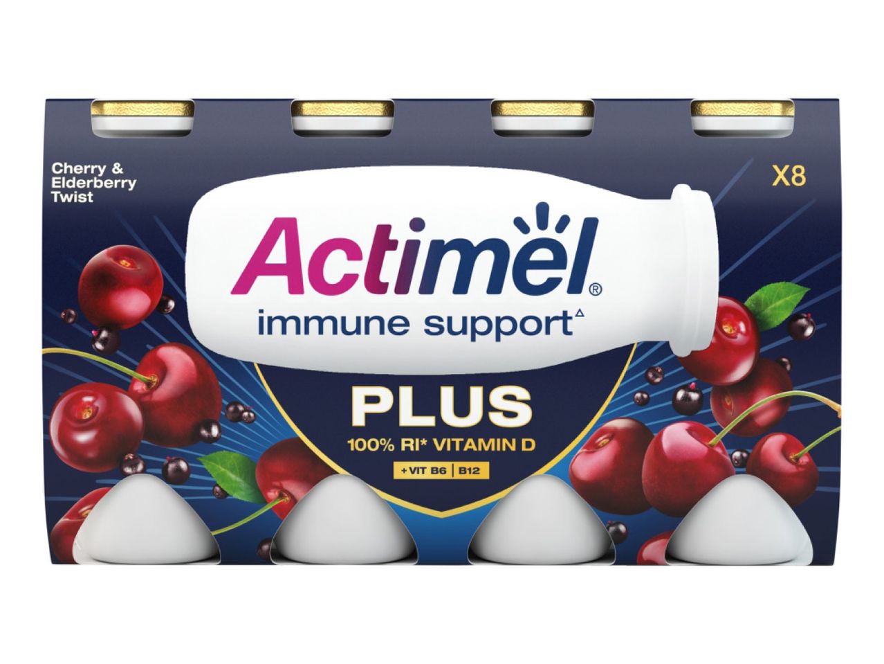 Actimel Plus 100% Vitamin D Cherry & Elderberry