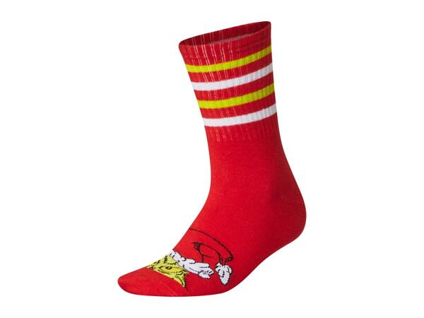 Adults' White/Red/Grey Grinch Socks - 3 Pairs