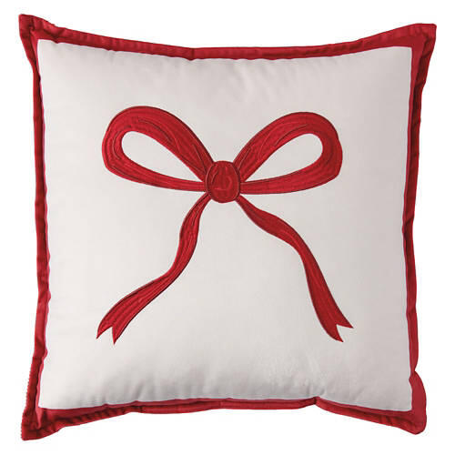 17" x 17" Holiday Decor Pillow - Red Bows